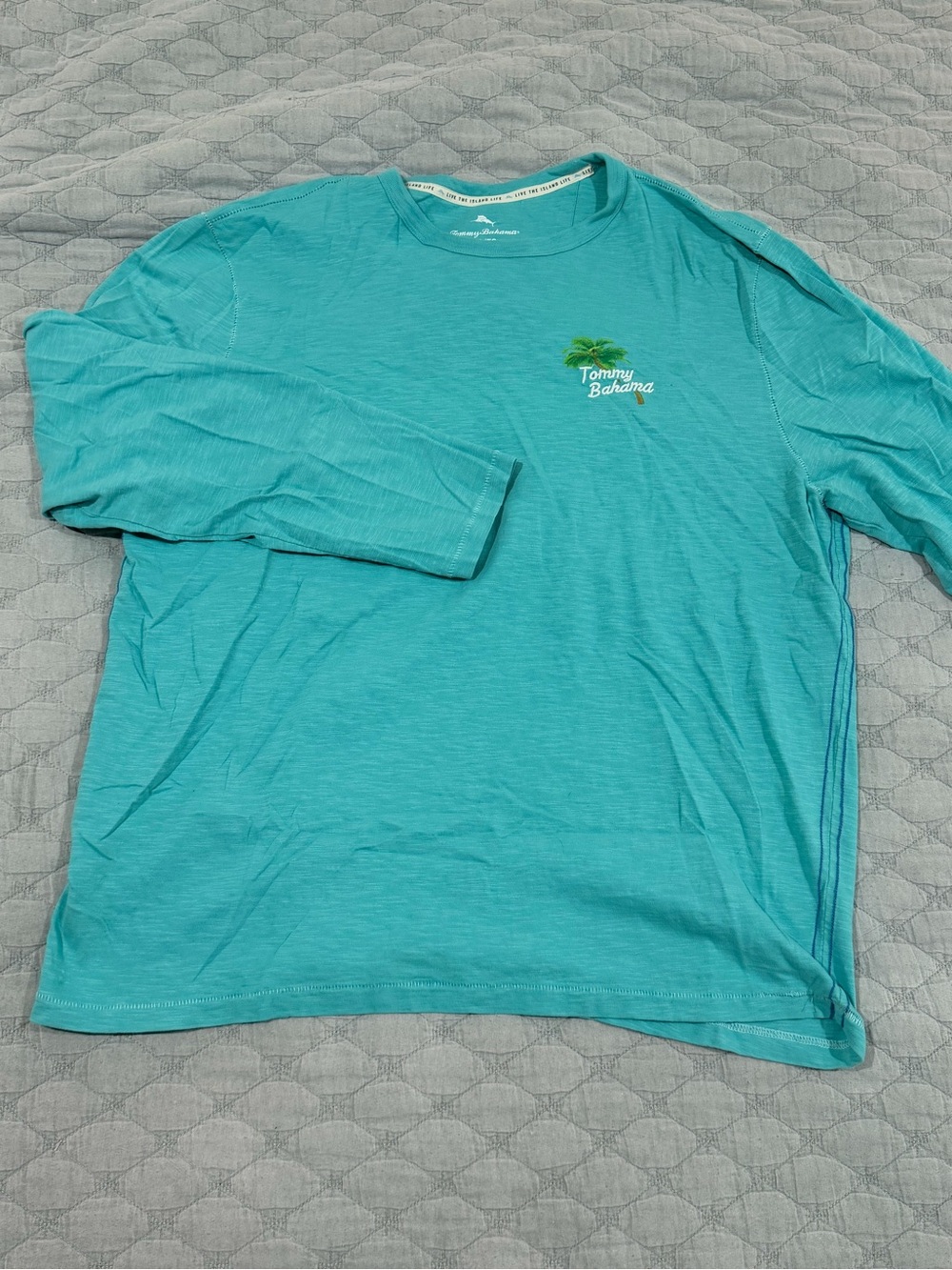 Tommy Bahama Teal Long-Sleeve Crew with Palm Logo